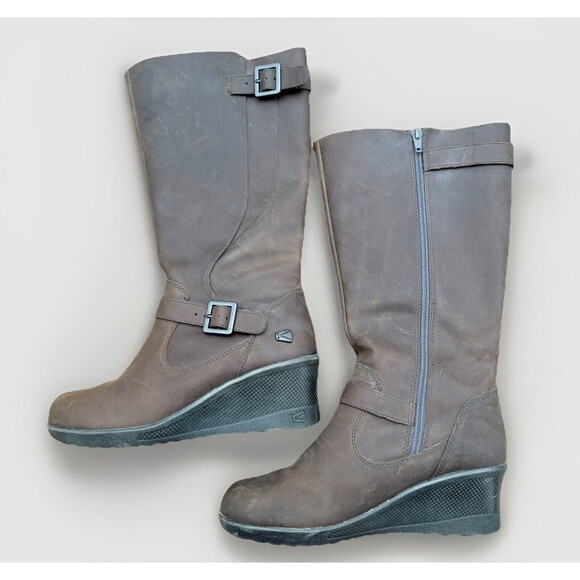 Keen Women’s Brown Mid-Calf Wedge Boots – Zip Up (Size 6.5 US) Fall Winter - Picture 3 of 11